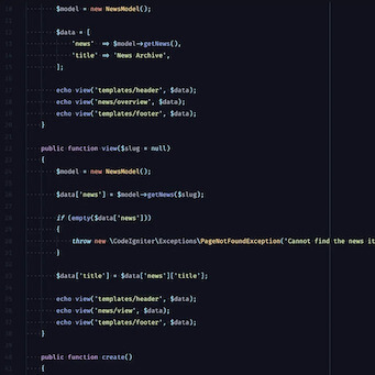 A screenshot of PHP code with CodeIgniter framework
